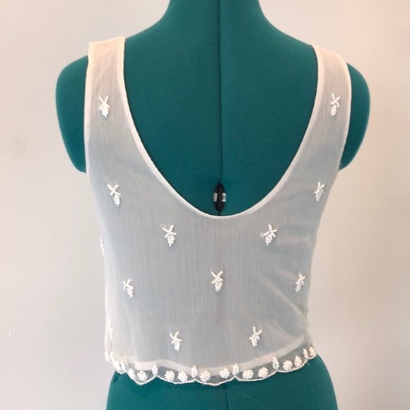 Topshop Tank Top/Singlet, Off White, Beaded Detail - Picture 2 of 9